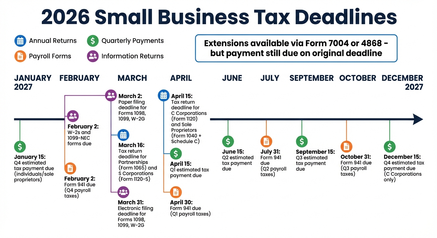 2026 Small Business Tax Deadlines Calendar